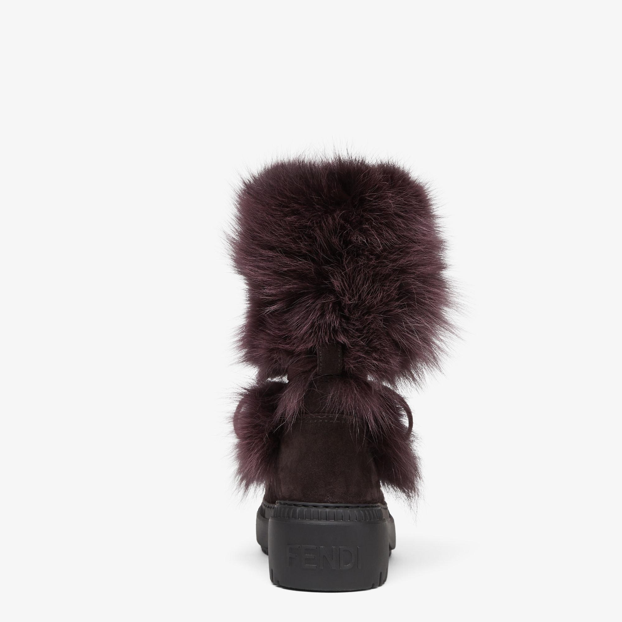 Apres ChicDark purple fox fur and suede boots Product Image