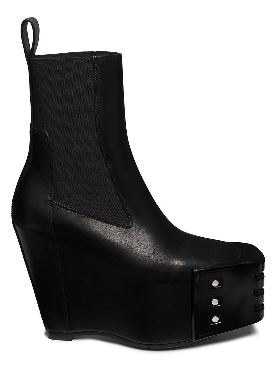 Womens Grilled Wedge Beatle Leather Booties Product Image