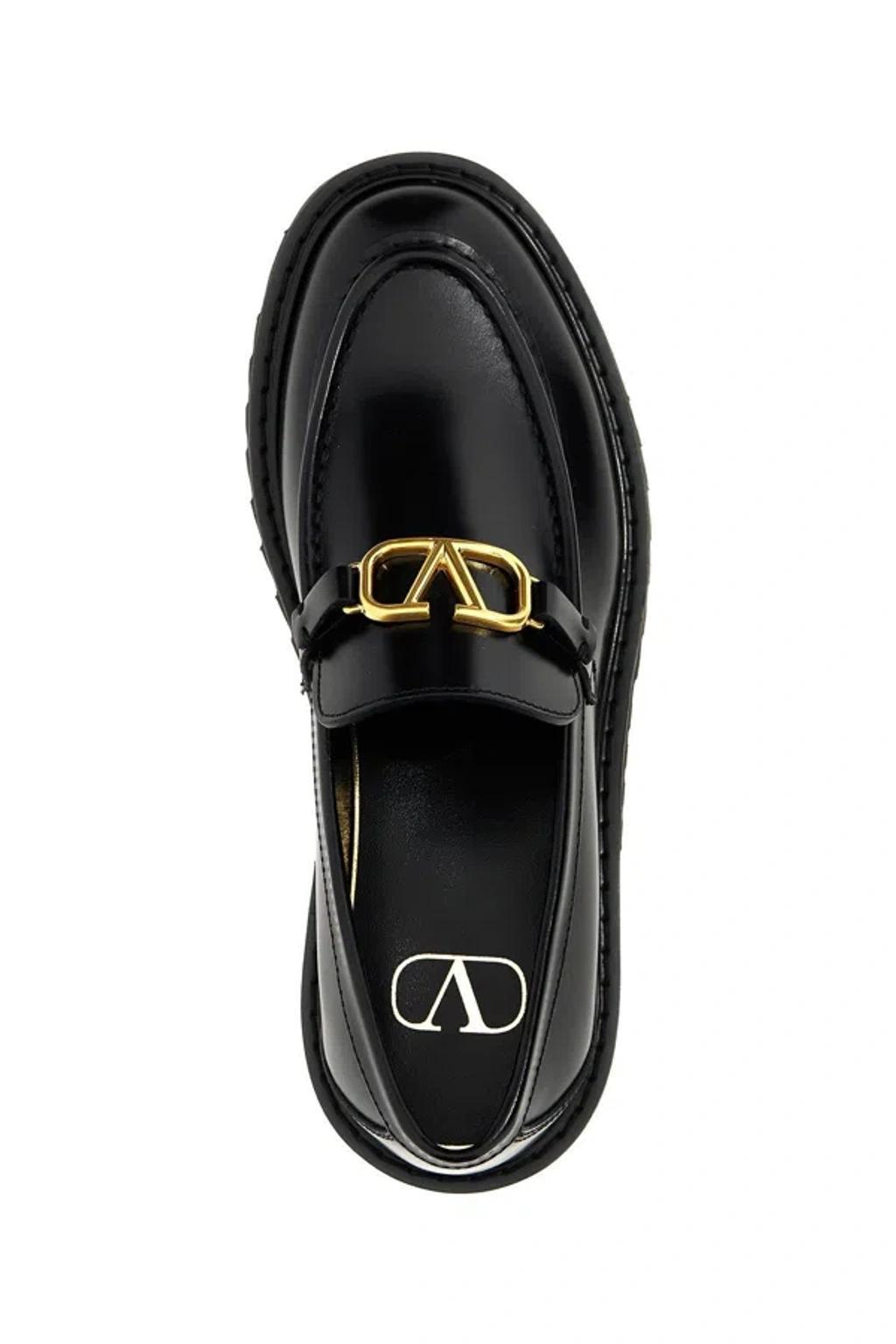 VALENTINO GARAVANI Black Logo Signature Loafers Product Image