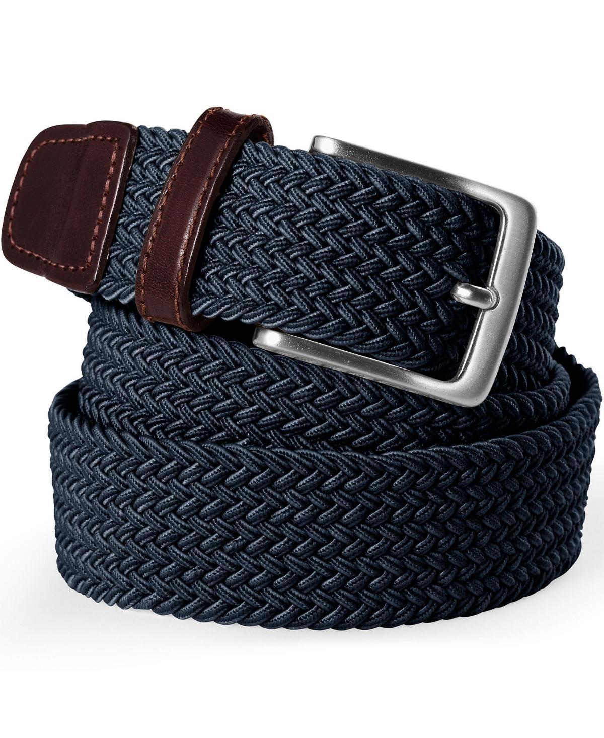 Mens Lands End Elastic Braid Leather Trim Belt Radiant Blue Product Image