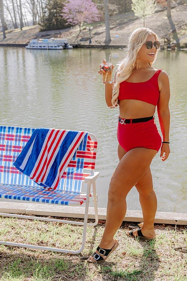 Moon River Bikini Top in Red Curves Product Image