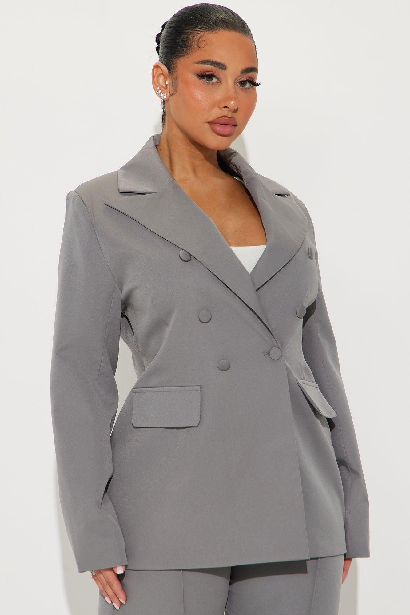 Office Behavior Oversized Blazer - Charcoal Product Image