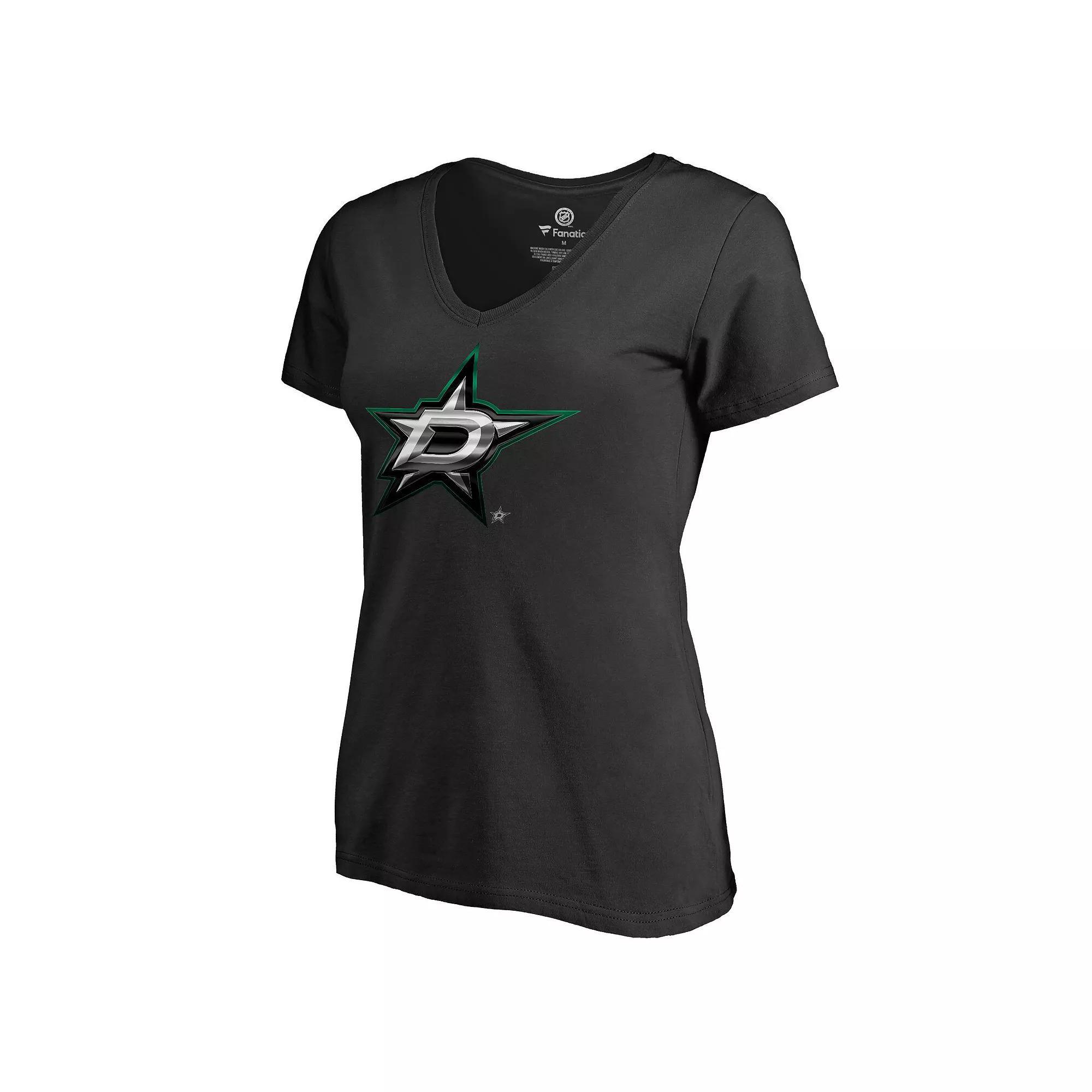 Women's Black Dallas Stars Midnight Mascot V-Neck T-Shirt, Size: 2XL, Str Black Product Image