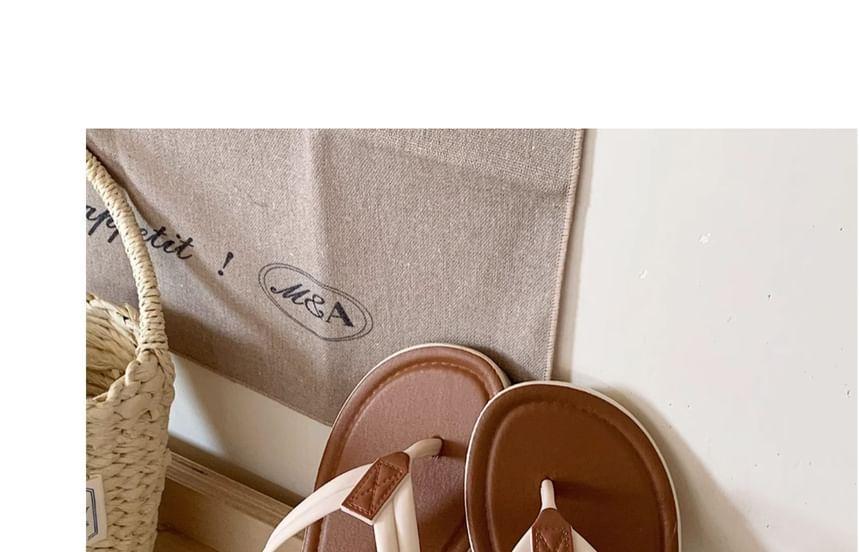 Faux Leather Lettering Flip Flops Product Image
