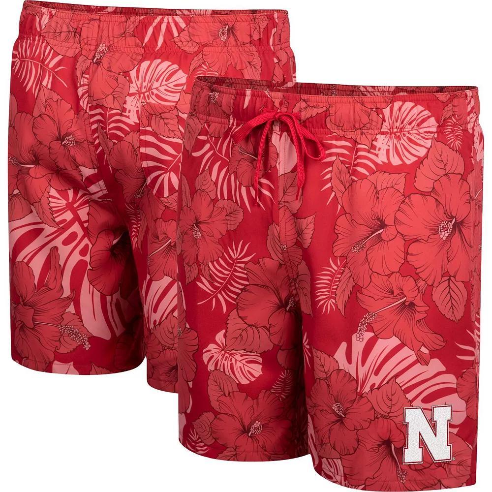 Men's Colosseum Red Wisconsin Badgers The Dude Swim Shorts, Size: Small Product Image