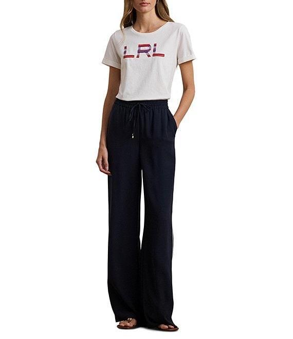 Lauren Ralph Lauren Cotton Jersey Beaded Logo Crew Neck Short Sleeve Tee Product Image