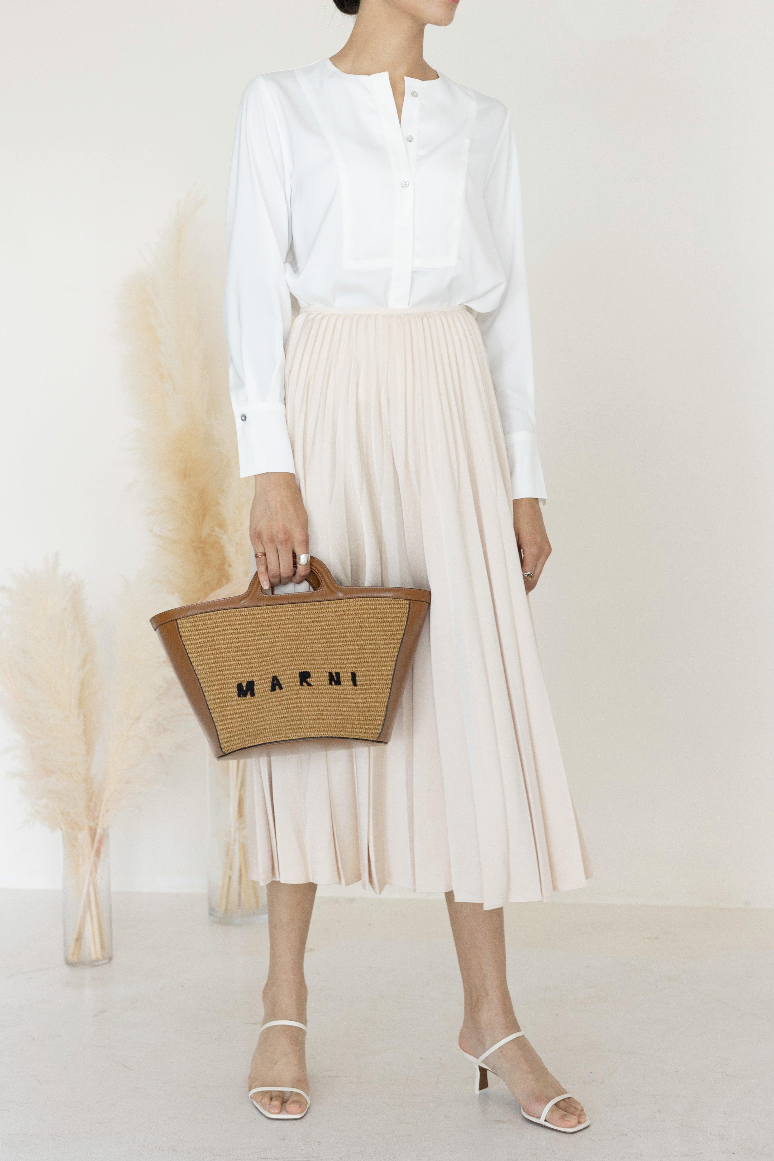 A-Line Pleated Midi Skirt Nude Product Image