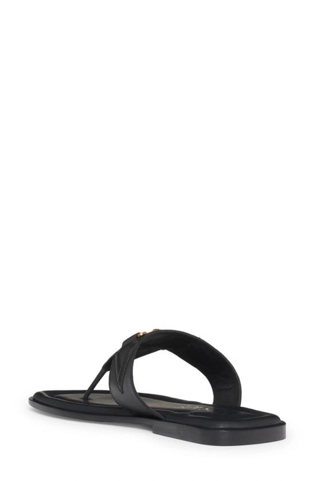 VERSACE La Medusa Leather Flip Flops In Black Product Image