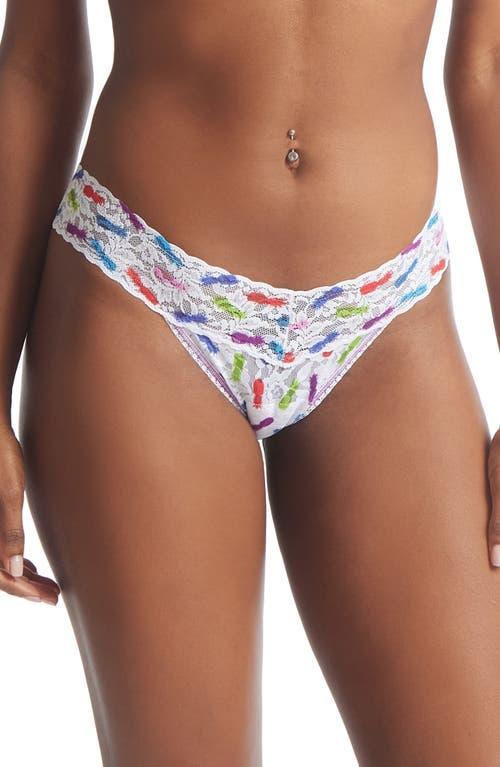 Signature Lace Low Rise Printed Thong Product Image