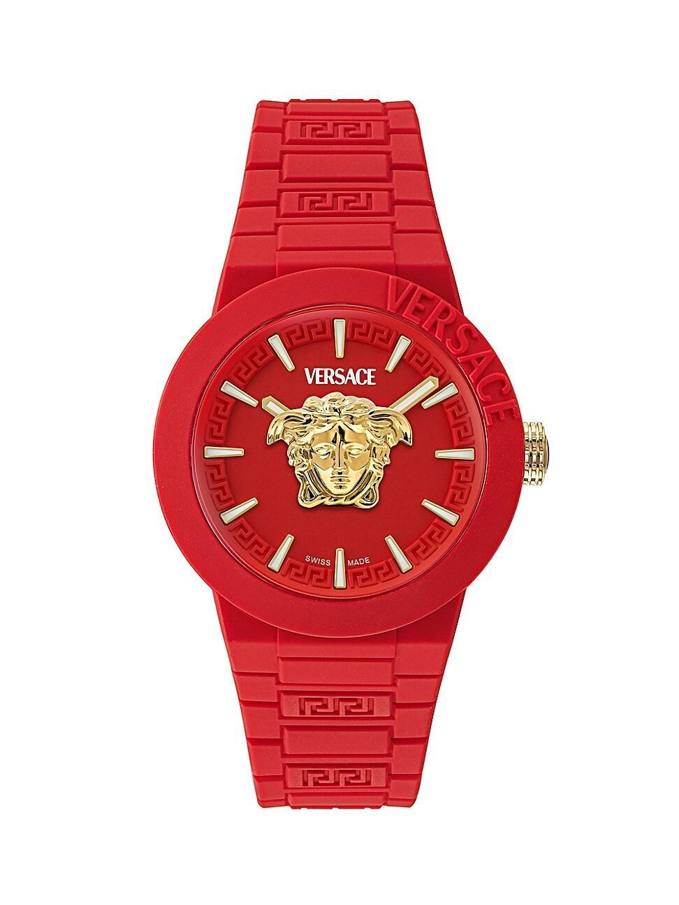 Mens V-Pop Red Silicone Watch with Pouch, 43mm Product Image