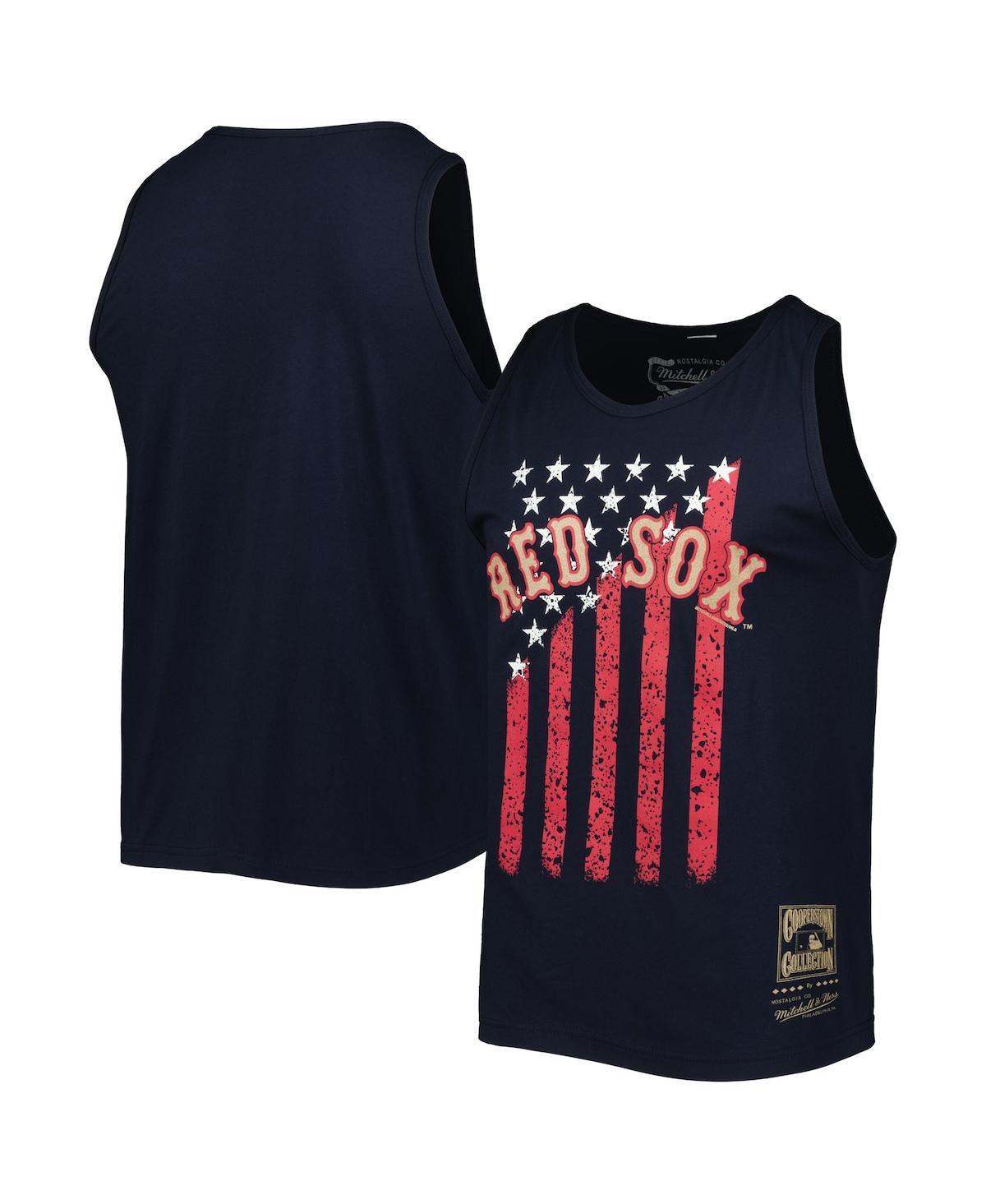 Mens Mitchell & Ness Boston Red Sox Cooperstown Collection Stars and Stripes Tank Top Blue Product Image