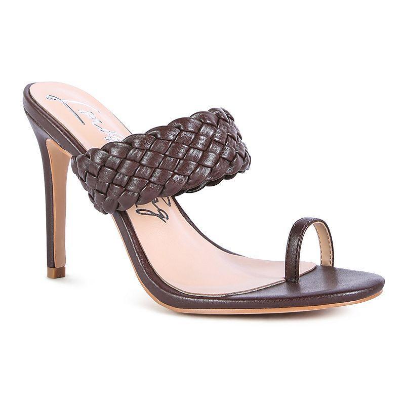 London Rag High Perks Woven Strap Womens Toe Ring Sandals Brown Product Image