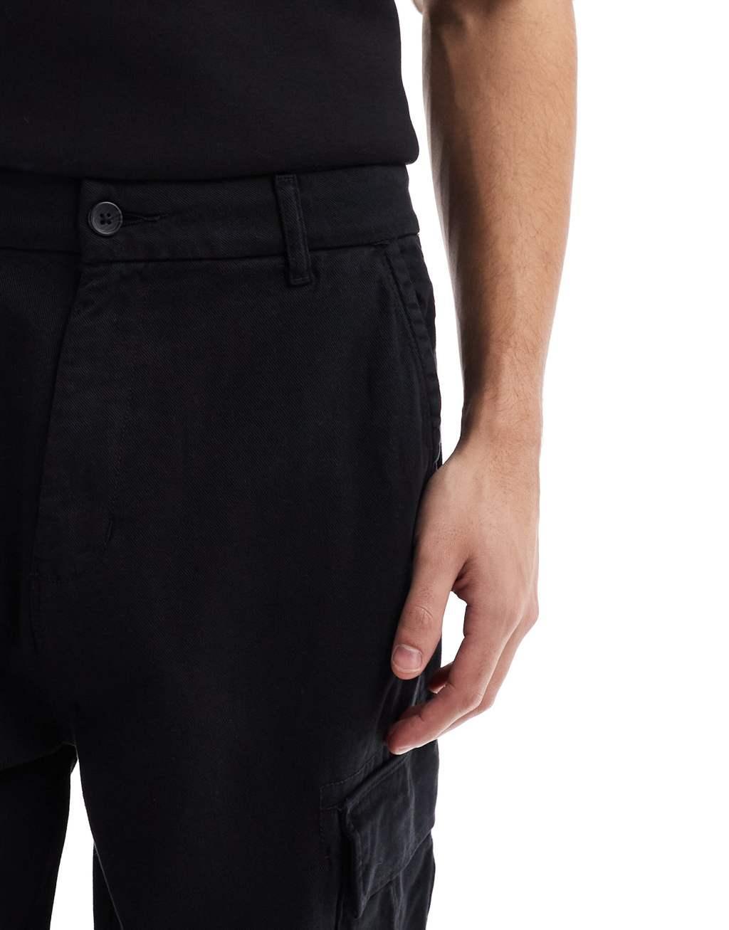 ONLY & SONS loose cargo pants in black Product Image