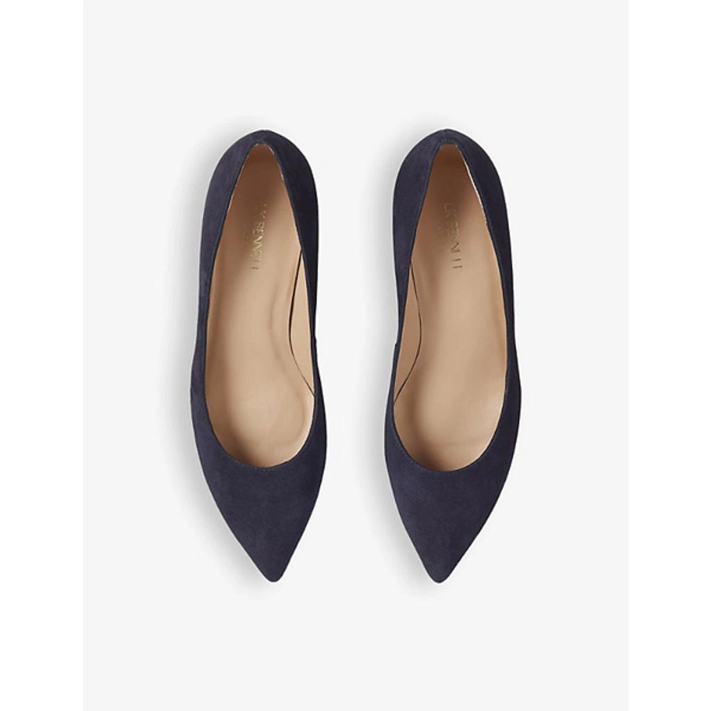 LK BENNETT Womens Blu-navy Audrey Pointed-toe Suede Heeled Courts Product Image