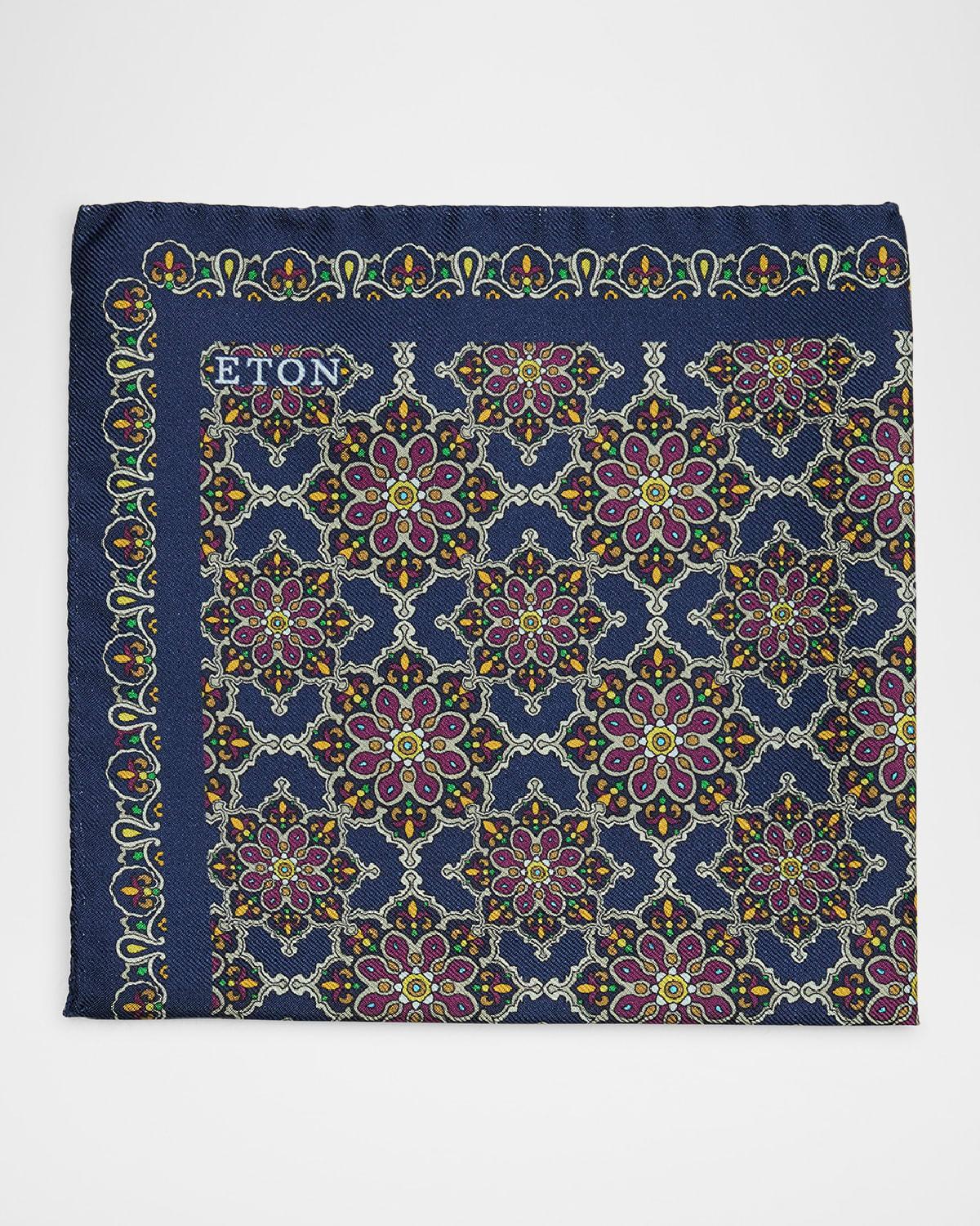 Men's Silk Twill Medallion Pocket Square Product Image