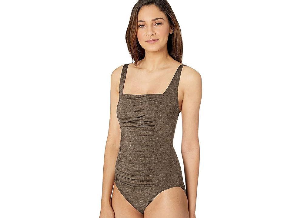 Calvin Klein Women's Pleated One Piece Swimsuit Women's Swimsuits One Piece Product Image