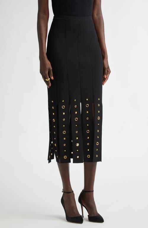 ST JOHN St. John Collection Grommet Studded Car Wash Knit Skirt In Black Product Image