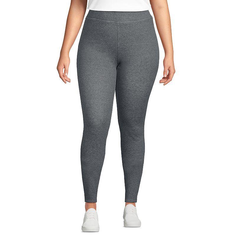 Plus Size Lands End Serious Sweats Fleece Lined High-Waist Leggings, Womens Deep Blue Product Image