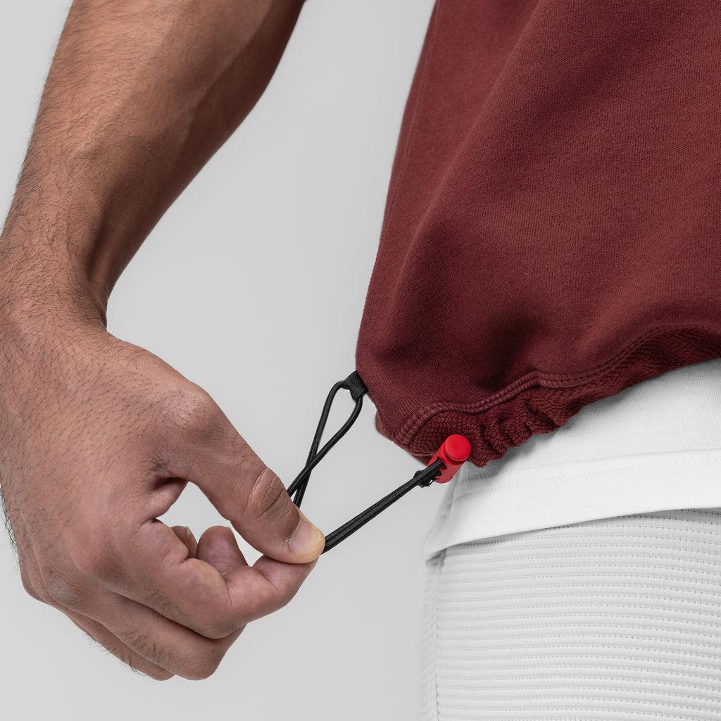 1026. Herringbone Terry Oversized Cinch Tee - Crimson Product Image