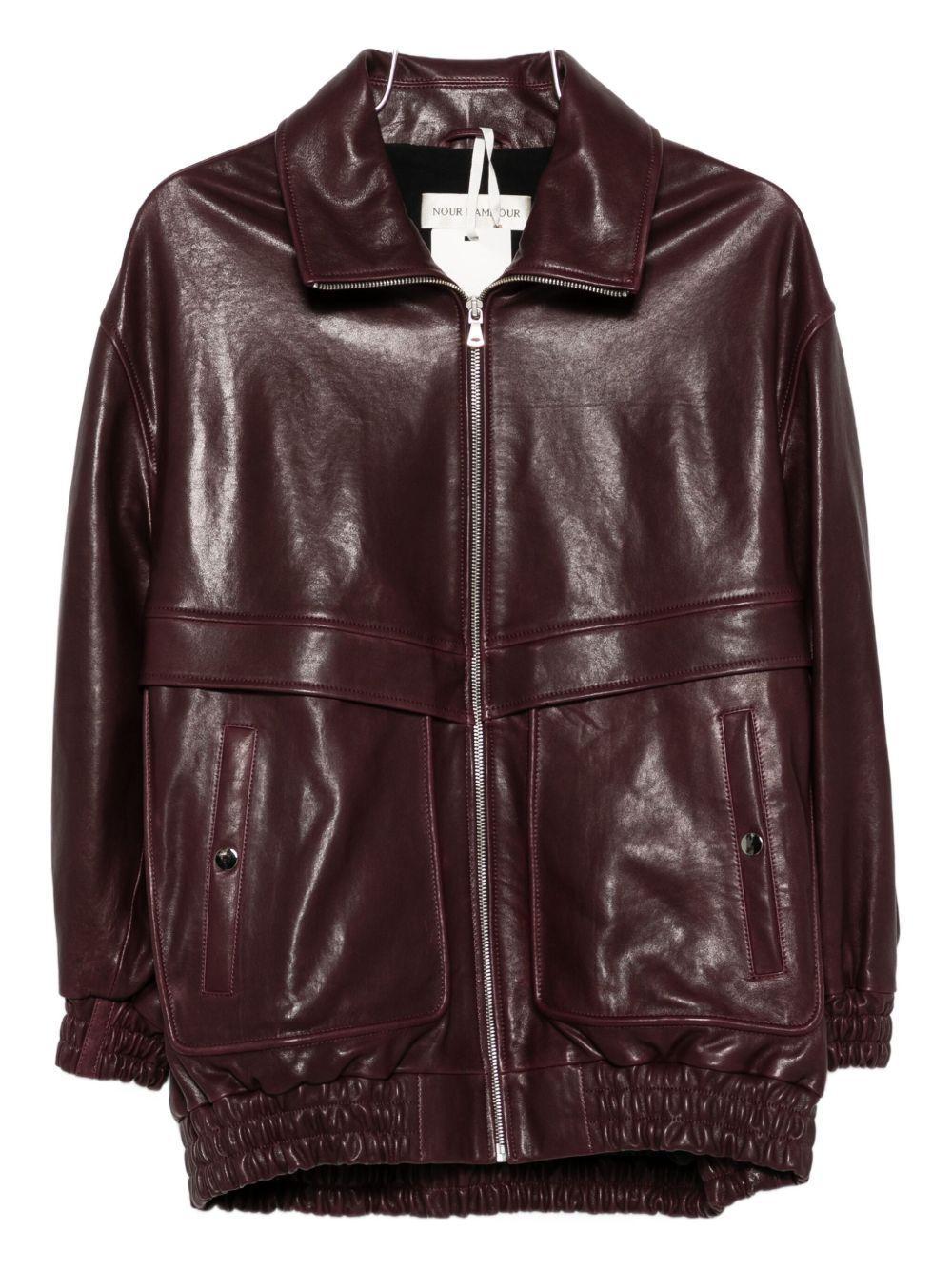 leather bomber jacket Product Image