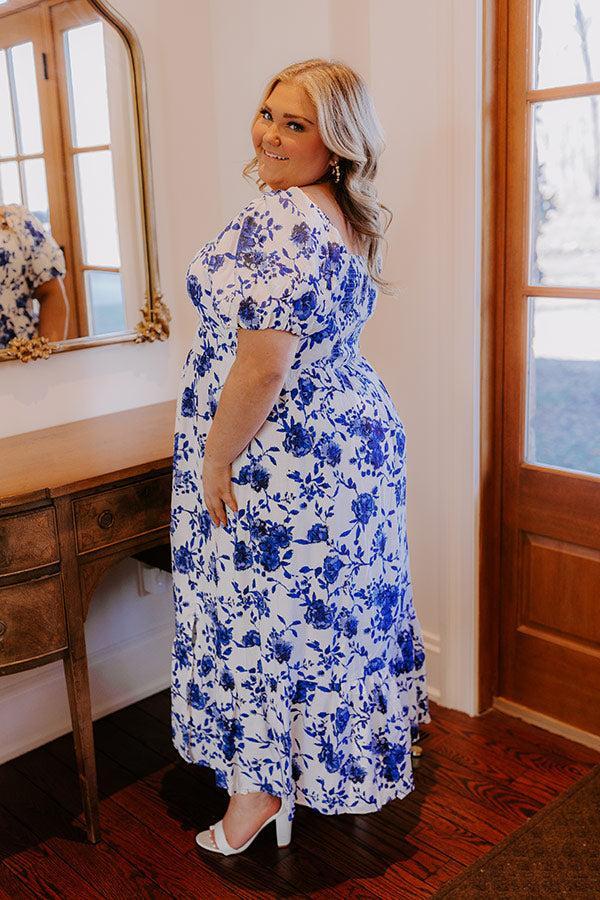 Sweet Surprise Floral Maxi Dress in Royal Blue Curves Product Image