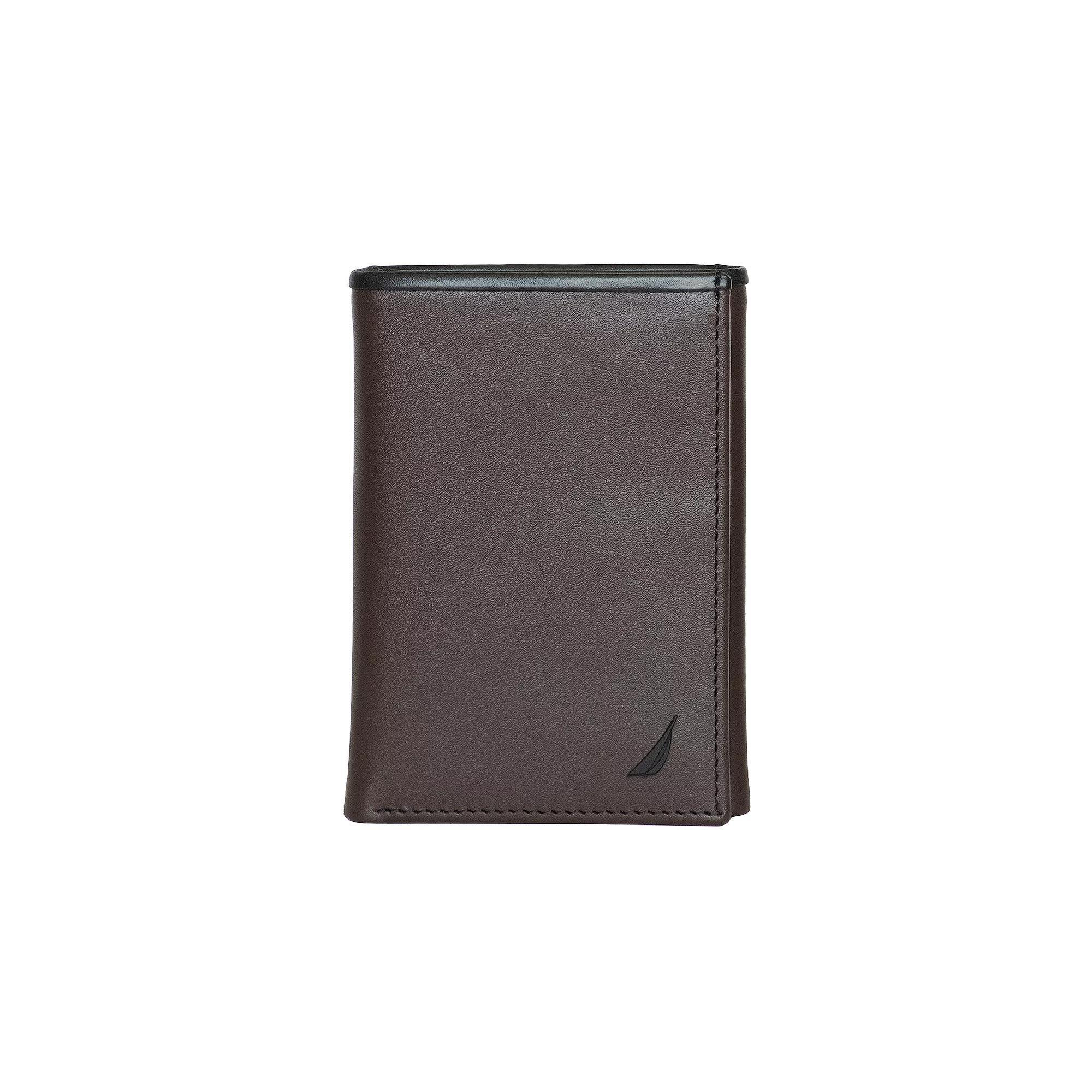 Men's Nautica Pop Color RFID-Blocking Leather Trifold Wallet, Black Product Image
