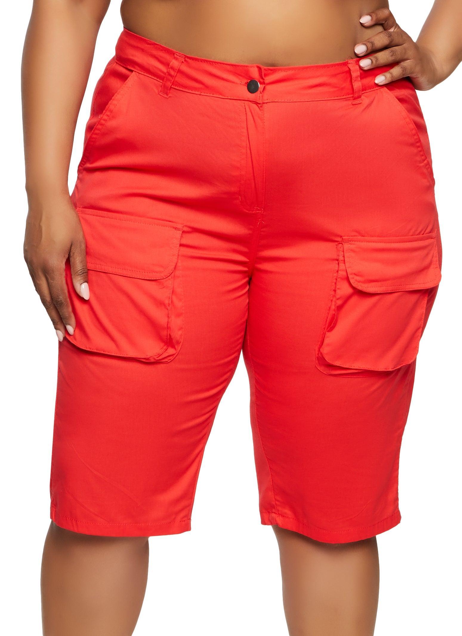 Womens Plus Size High Waisted Cargo Pocket Shorts Product Image