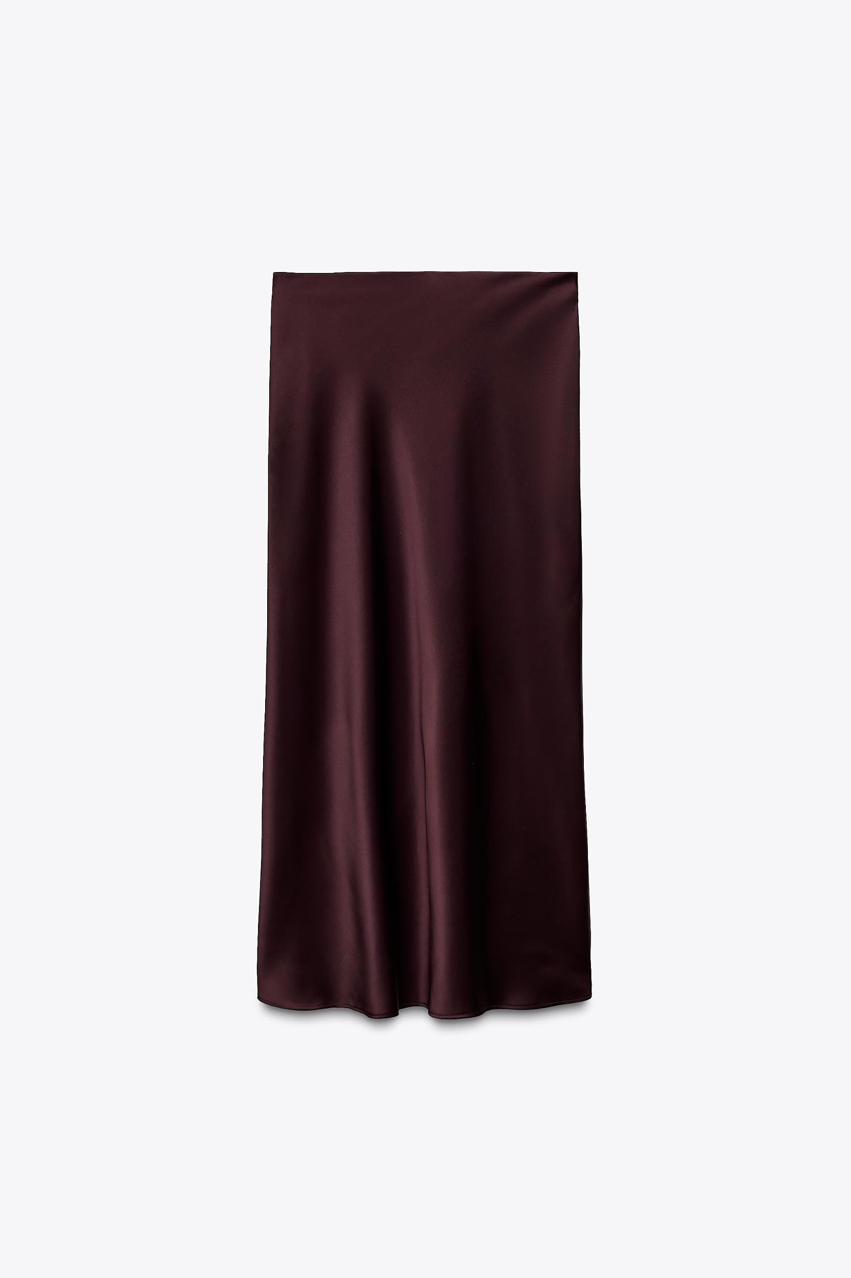 SATIN EFFECT MIDI SKIRT Product Image