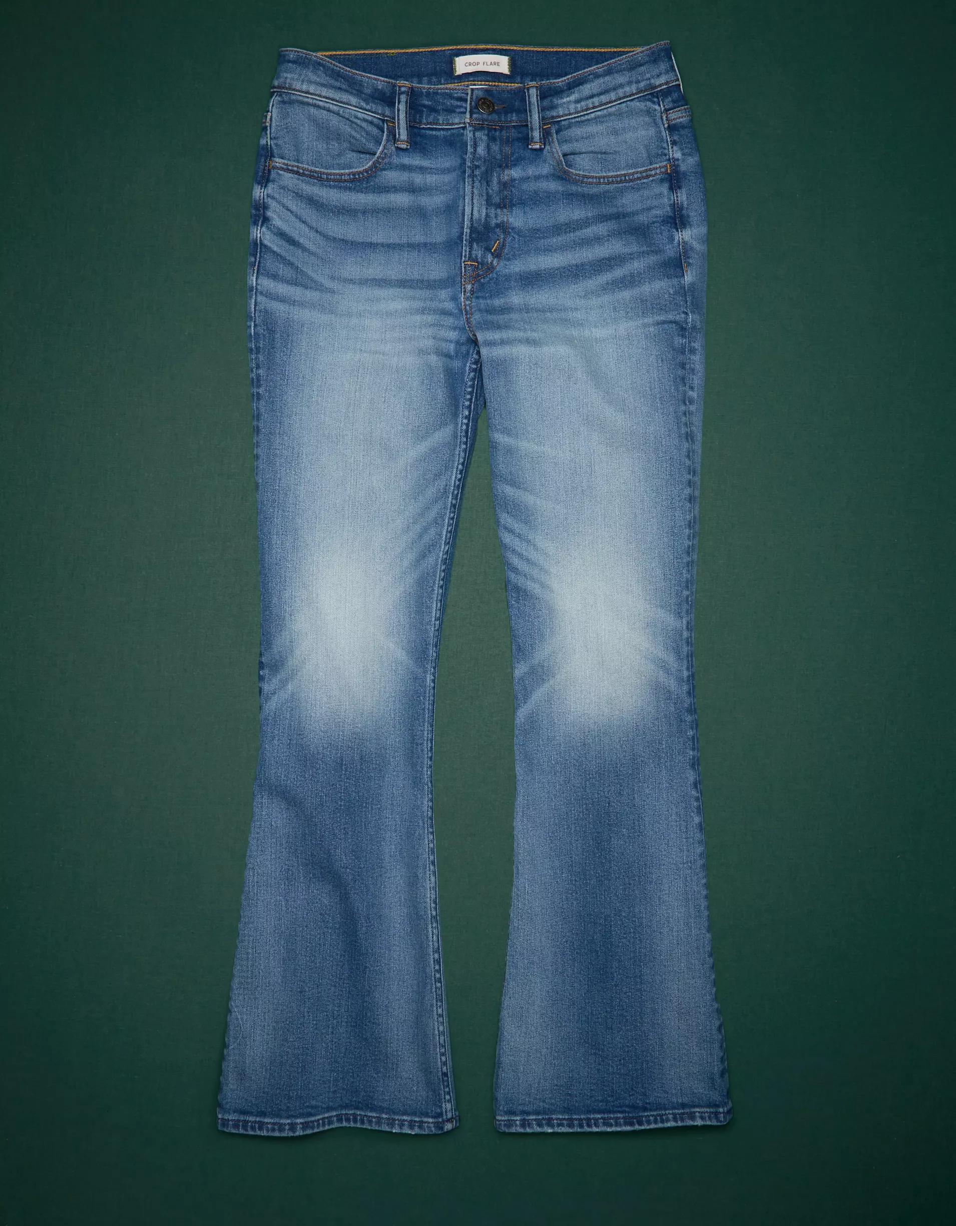 AE77 Premium High-Waisted Crop Flare Jean Product Image