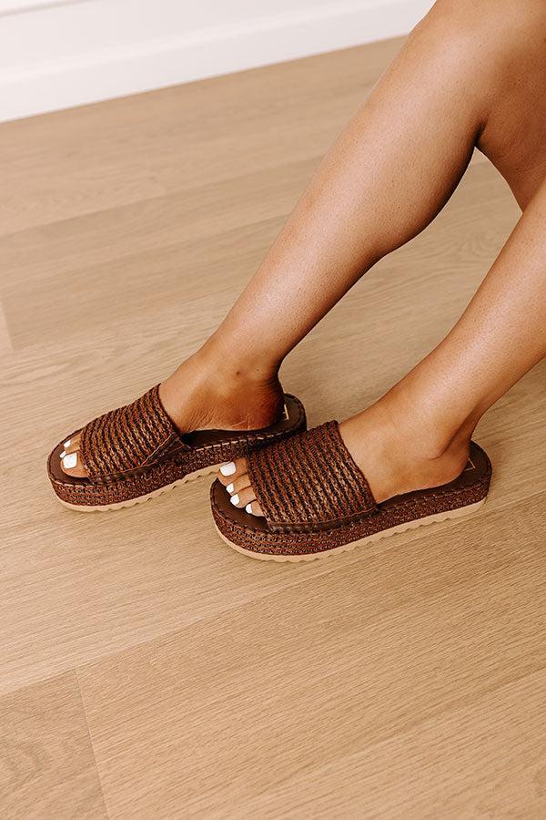 Del Mar Raffia Woven Platform Sandal in Chocolate Product Image