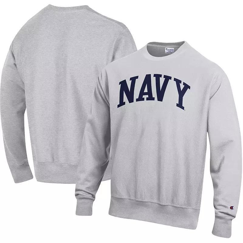 Mens Champion Heathered Gray Navy Midshipmen Arch Reverse Weave Pullover Sweatshirt Product Image