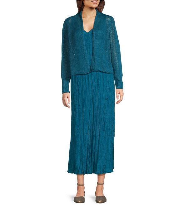 Eileen Fisher Organic Linen Knit Cord Open Front Long Sleeve Cardigan Product Image
