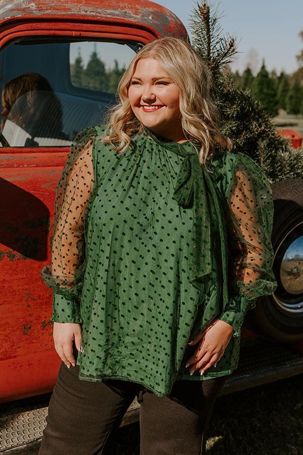 First Kiss Dreaming Shift Top In Hunter Green Curves Product Image