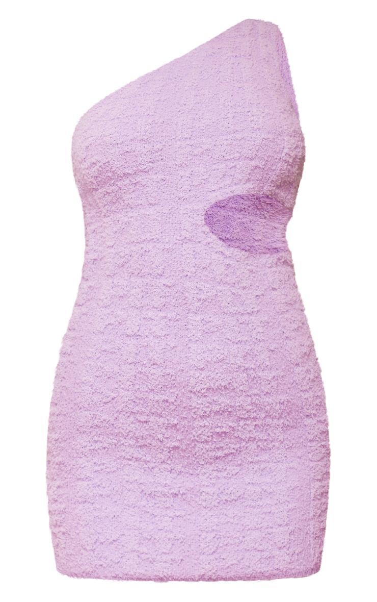 PRETTYLITTLETHING Lilac Embossed Towelling Knit Cut Out Mini Dress Product Image