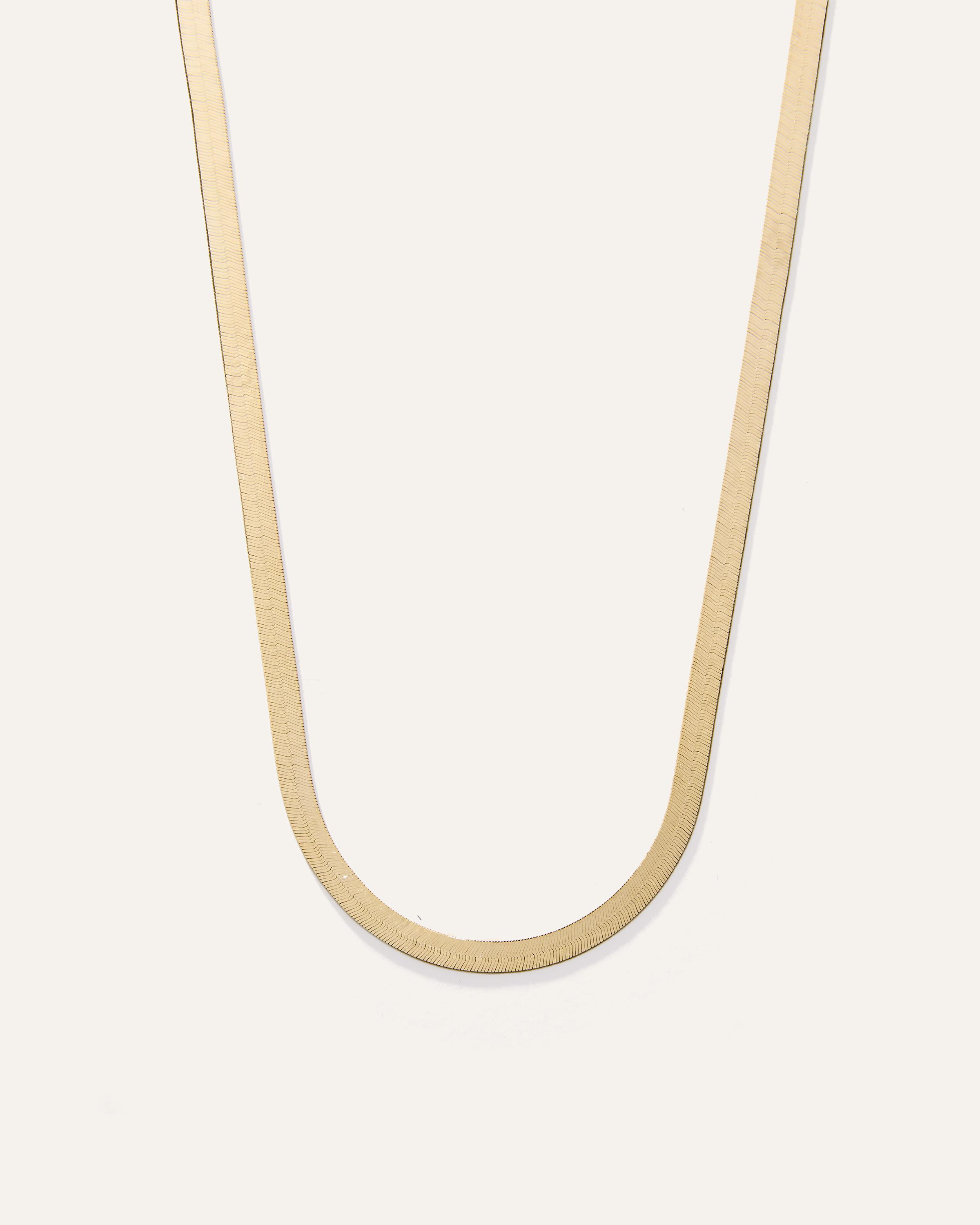 14K Gold Adjustable Herringbone Chain Necklace Product Image