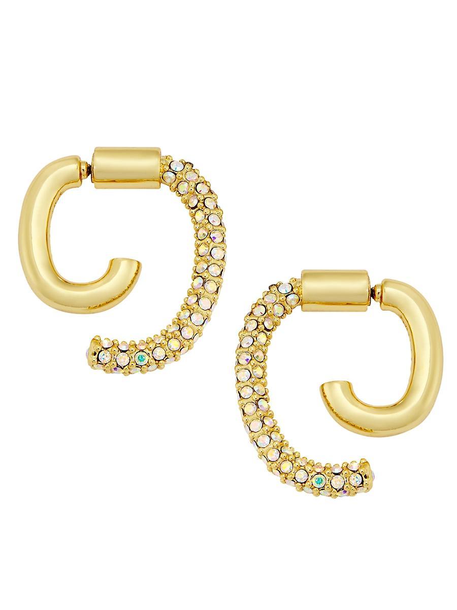 Mini Pave Luna Crystal Earrings in Shiny Gold Product Image