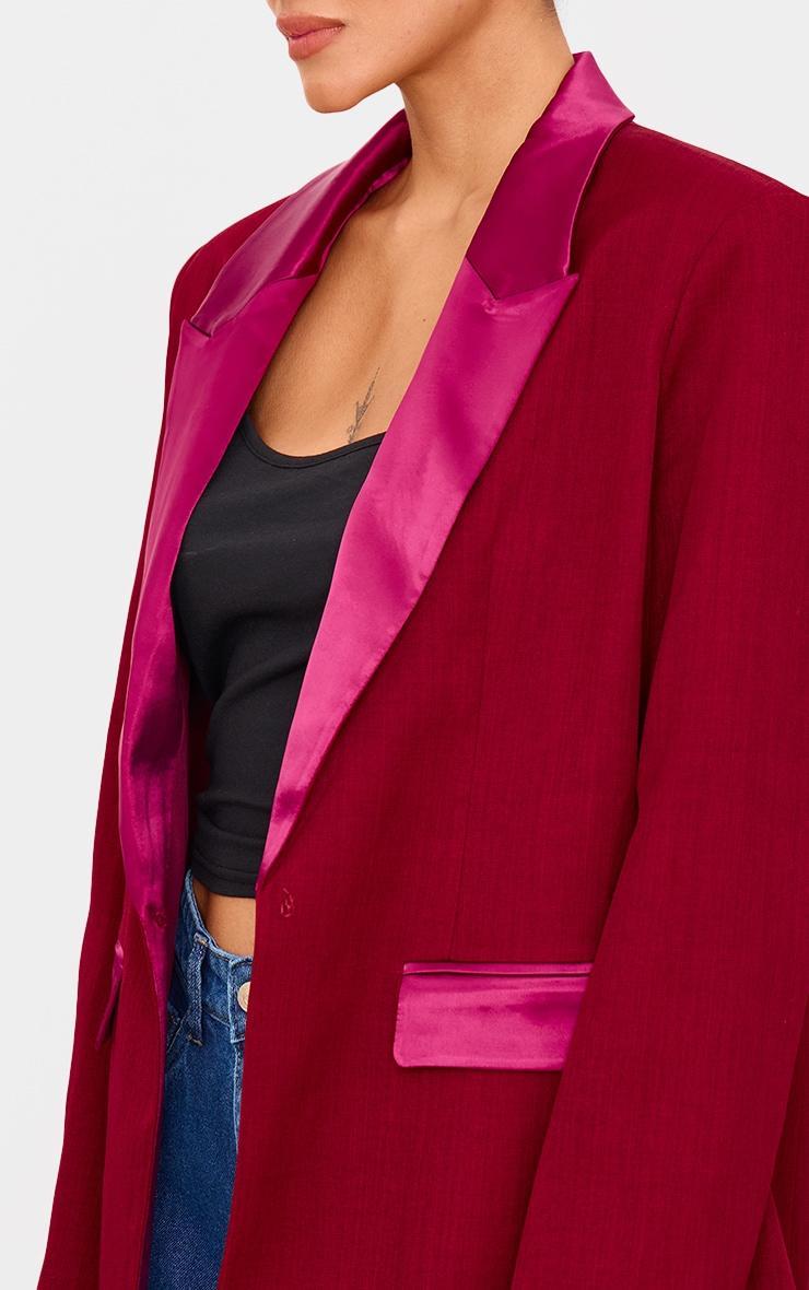 Burgundy Tuxedo Oversized Blazer Product Image