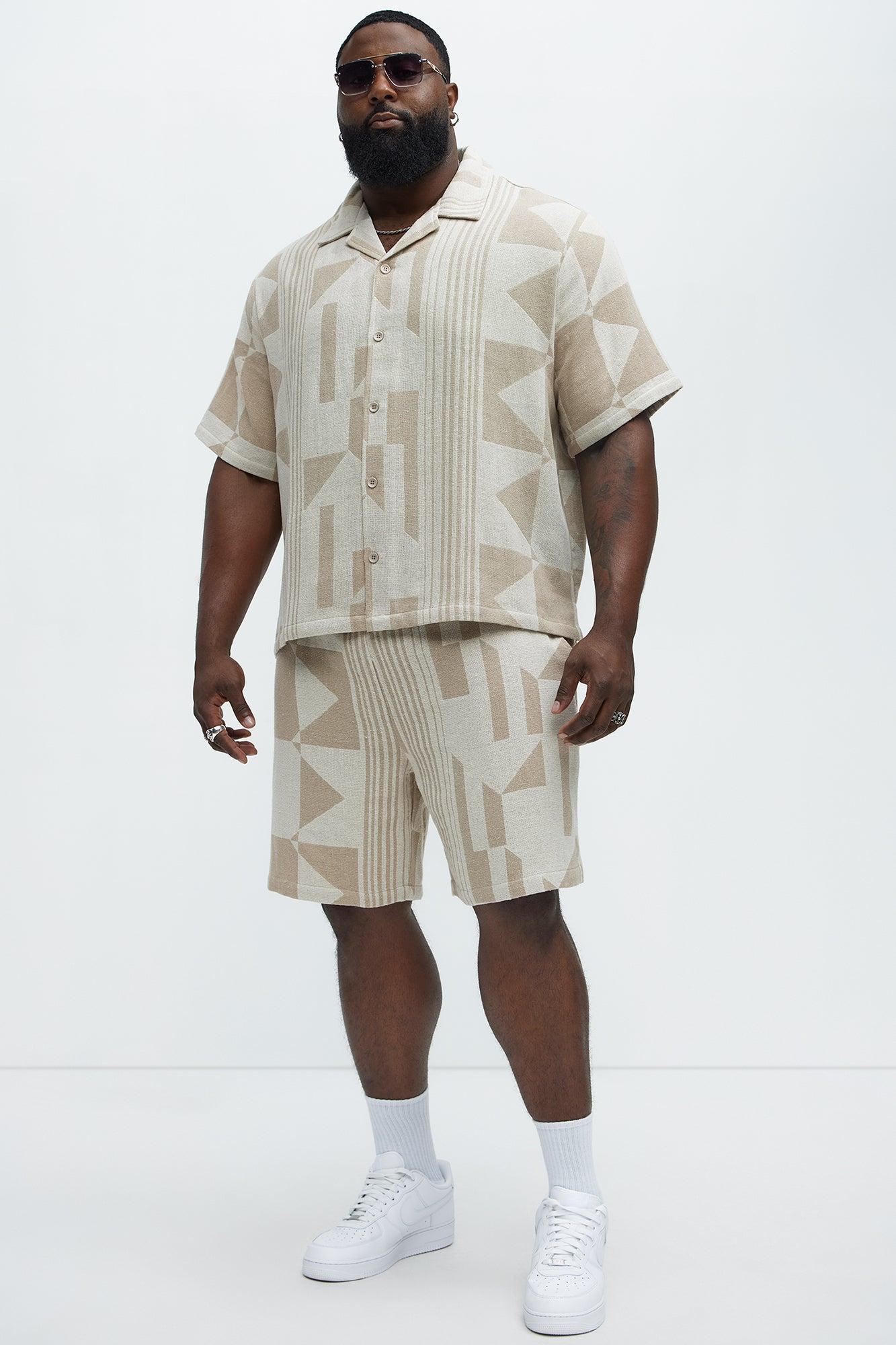 Abstract Relaxed Shorts - Cream/combo Product Image