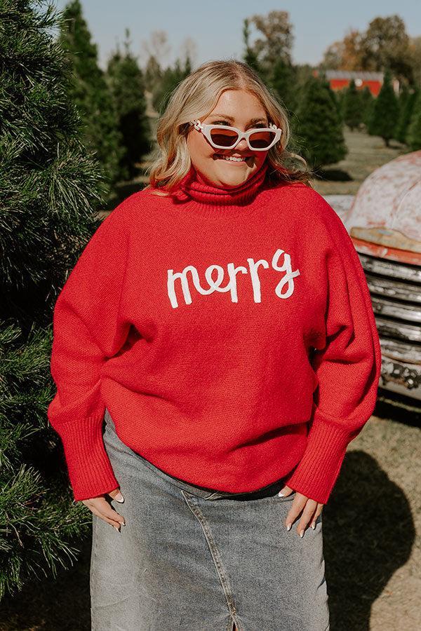 Merry Turtle Neck Sweater In Red Curves Product Image