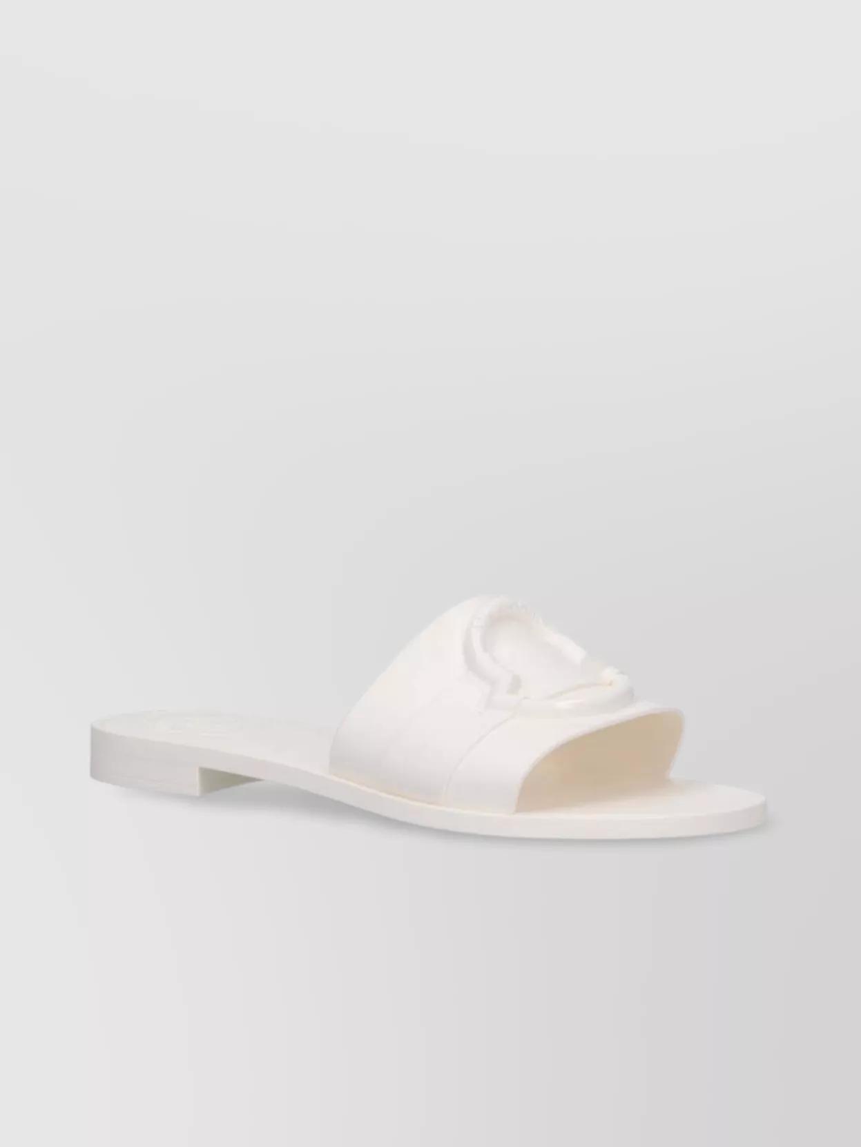 MONCLER White Slip On Sandals In Metallic Product Image