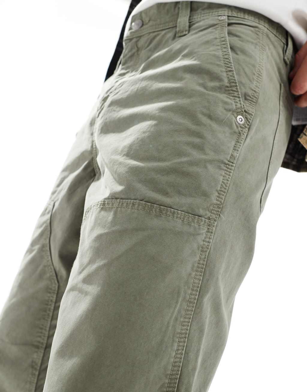 River Island relaxed fit workwear pants in green Product Image