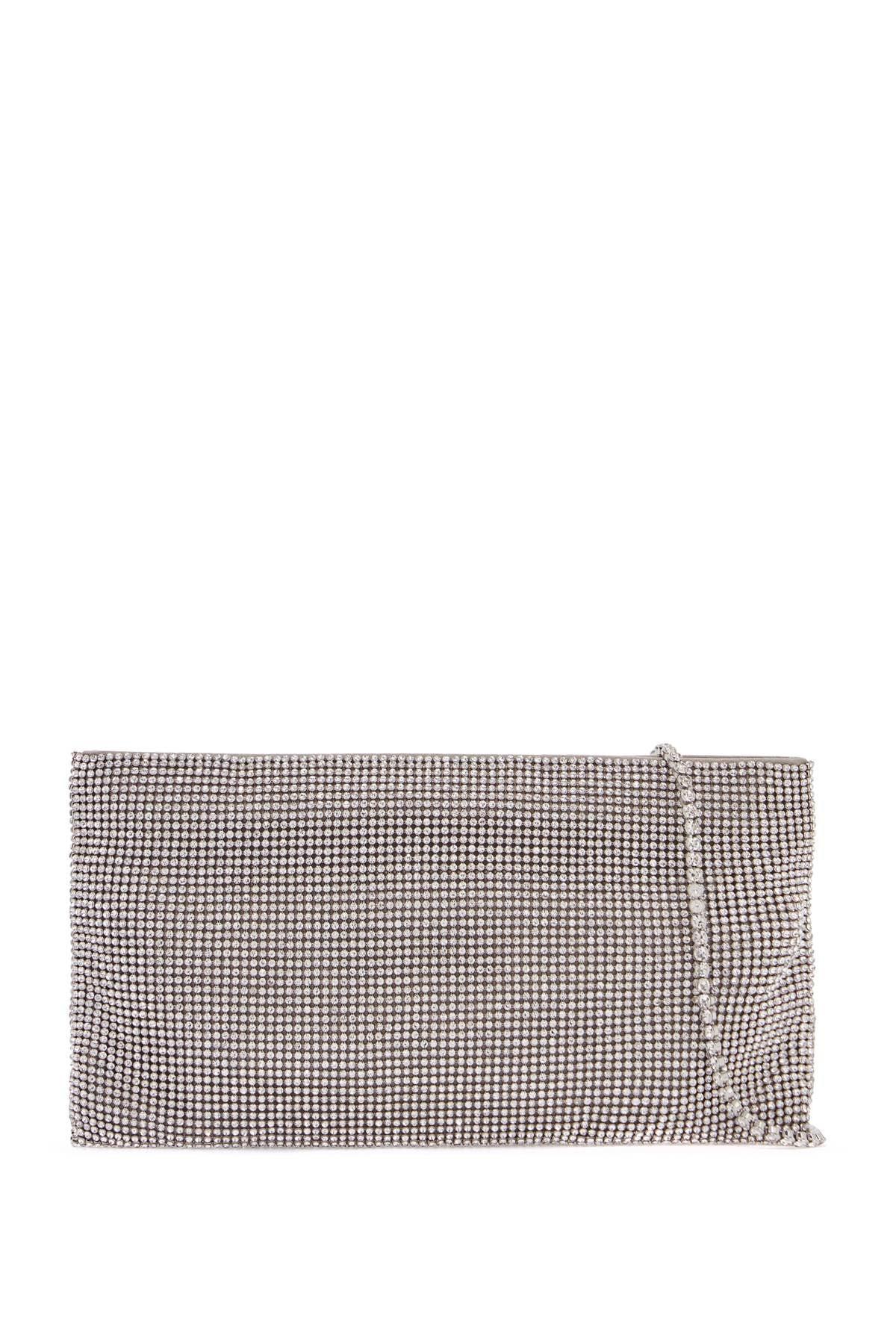 BENEDETTA BRUZZICHES La Petite Evening Bag In Crystal On Silver With Shoulder Strap Product Image