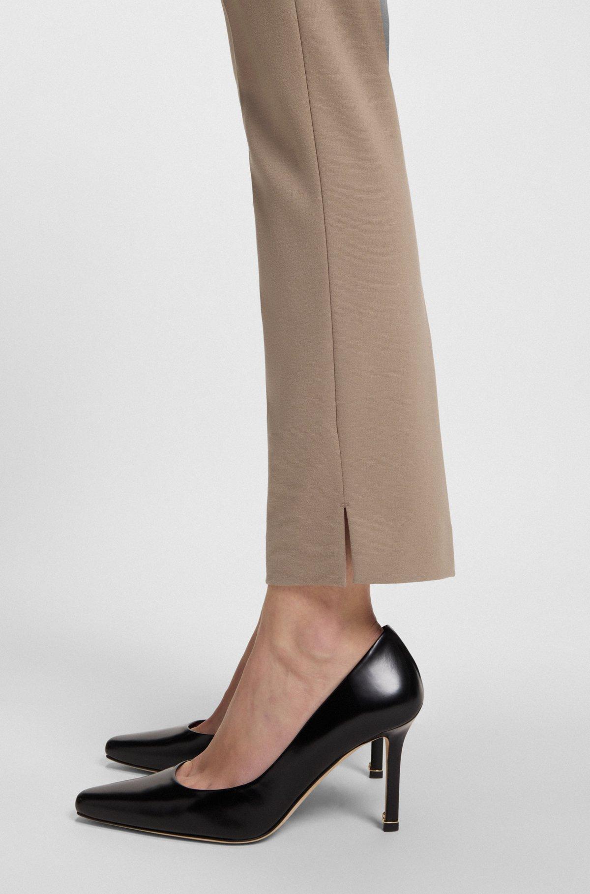 BOSS - Slim-fit pants in micro-structured stretch fabric - Light Brown Product Image
