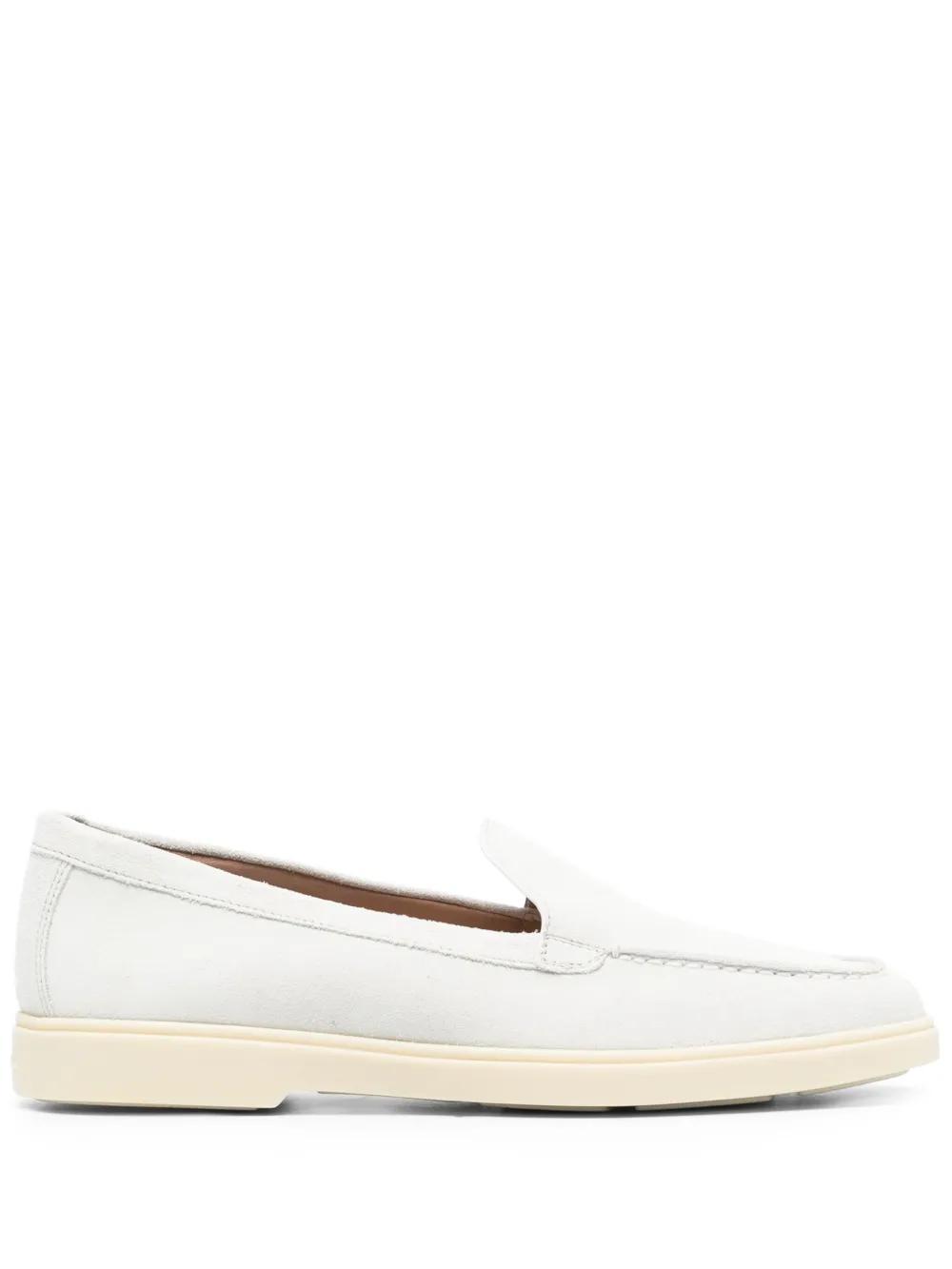 SANTONI Round-toe Suede Loafers In White Product Image