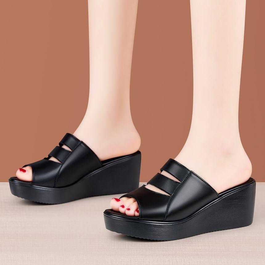 Platform Cutout Slide Sandals Product Image