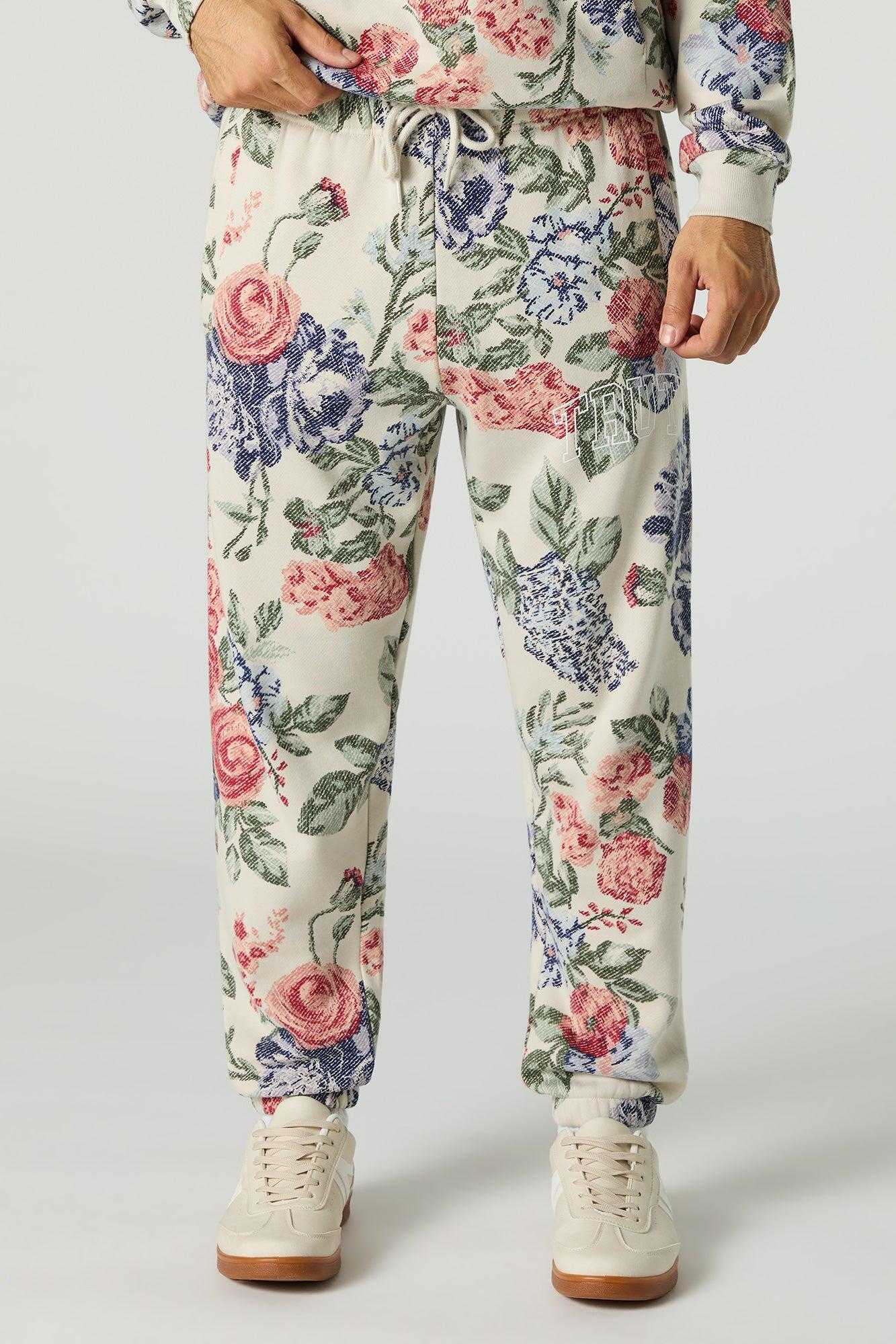 Floral Print Fleece Jogger Male Product Image