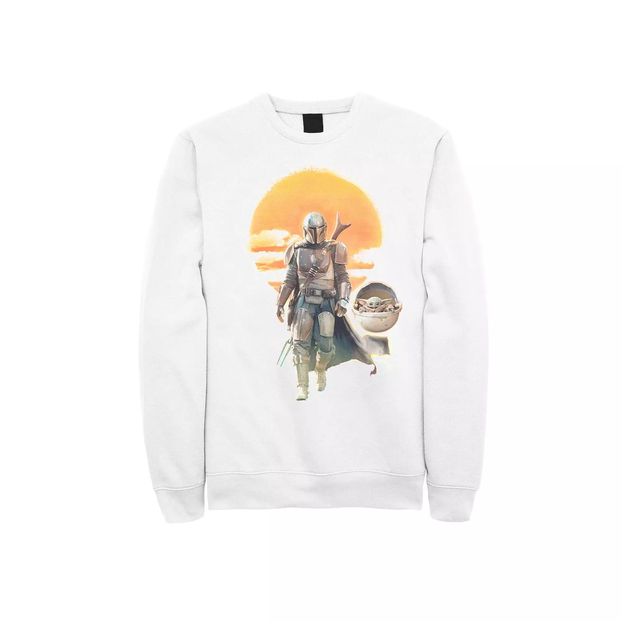 Men's Star Wars The Mandalorian The Child Aka Baby Yoda Sunset Walk Portrait Sweatshirt,  Product Image