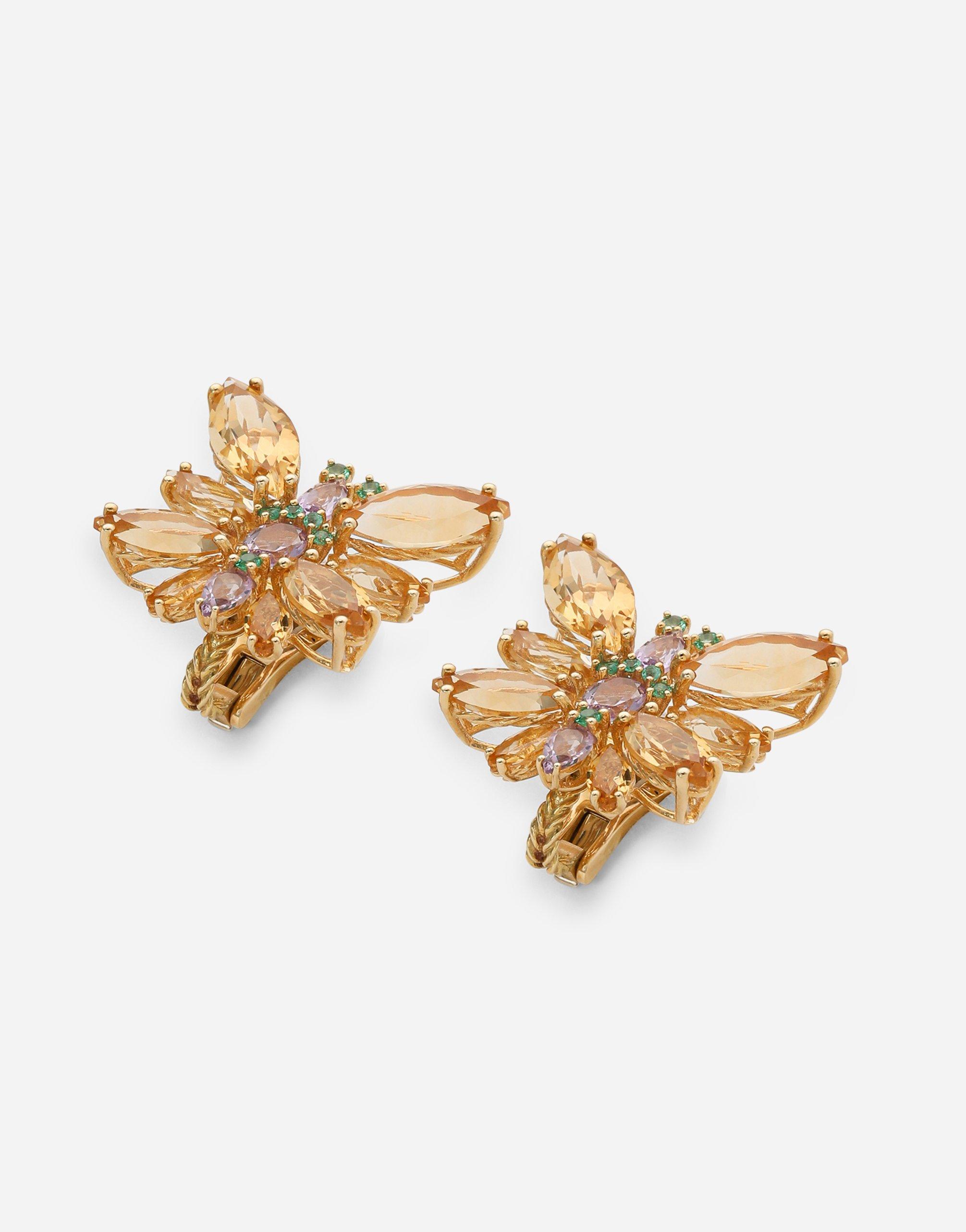 DOLCE & GABBANA Spring Earrings In Yellow 18kt Gold With Citrine Butterflies Gold Female Onesize Product Image