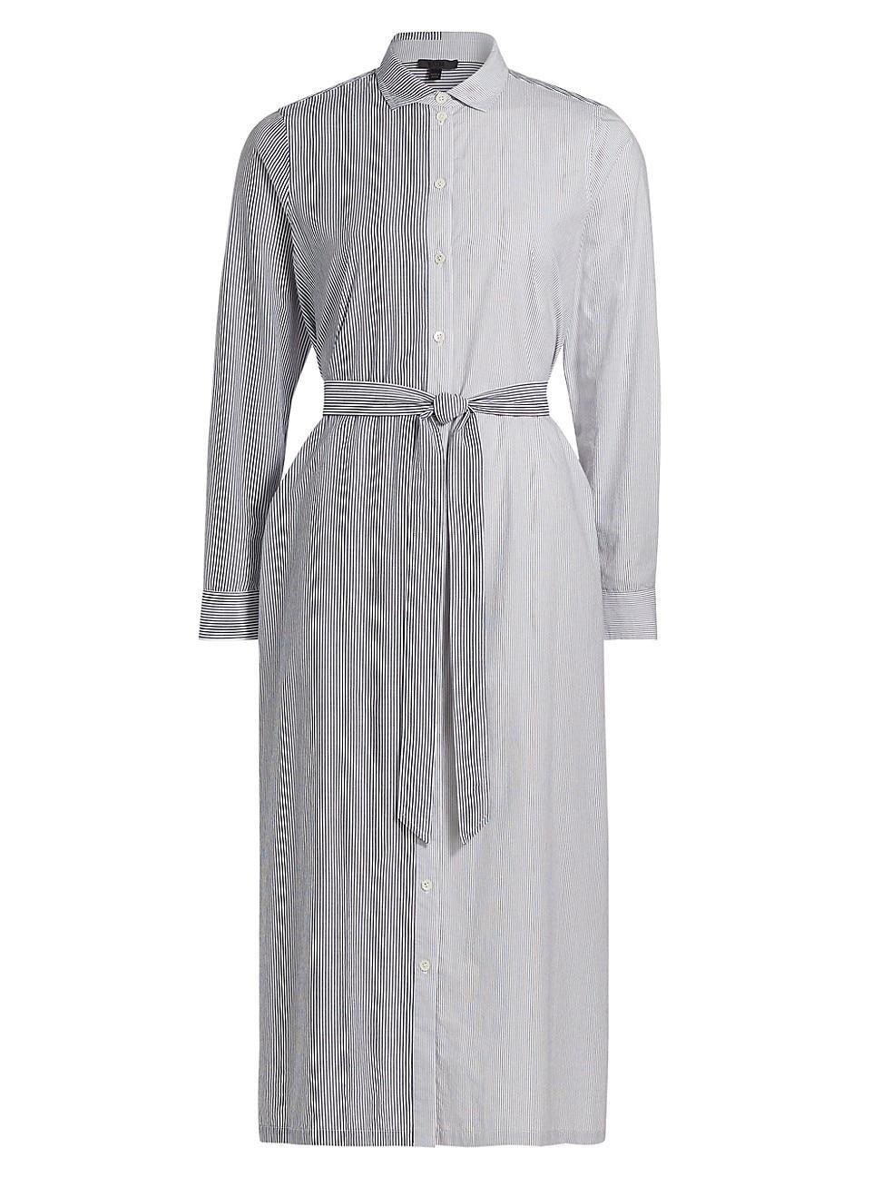 Womens Striped Cotton Poplin Shirtdress Product Image