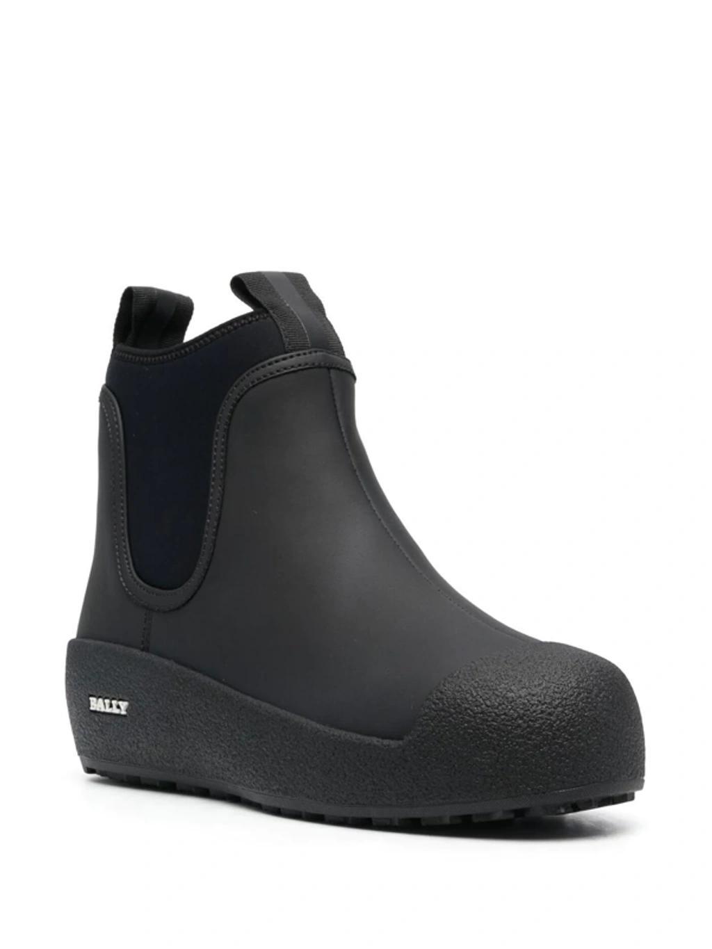 BALLY 30mm Gadey Rubberized Leather Boots In Black Product Image